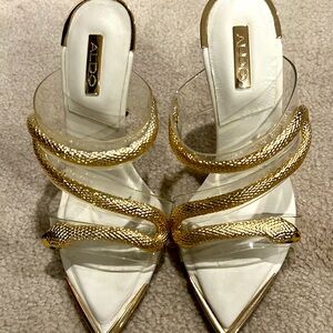 Aldo Gold and White Heels